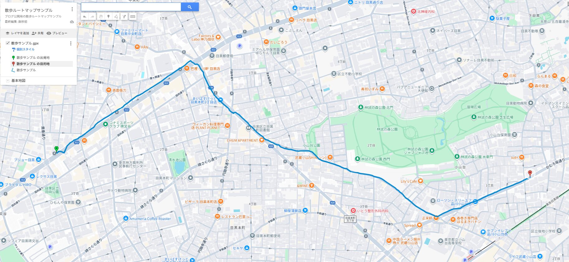 ウォーキングデータ読み込み後のサンプル